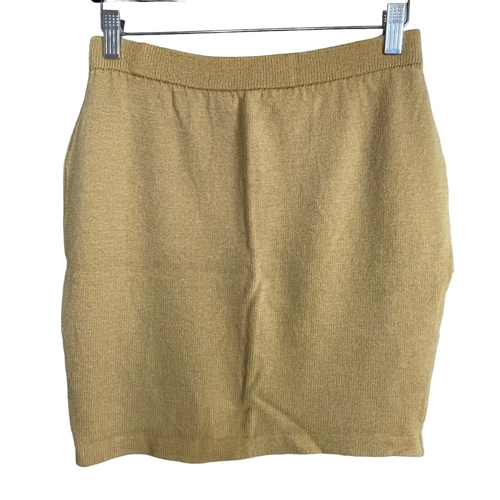 St. John Collection Marie Gray Tan Santana Knit Skirt Size 4 Old Money Classic